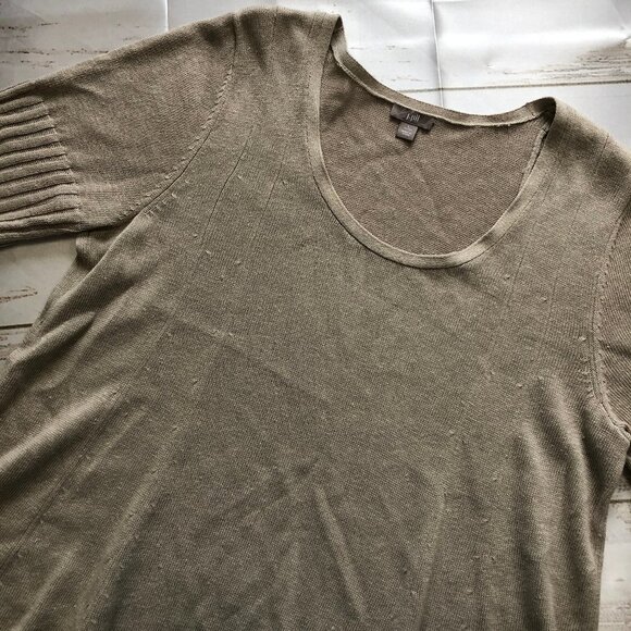 J. JILL Tan Sweater Dress Short Sleeves Flare LP - Picture 3 of 9